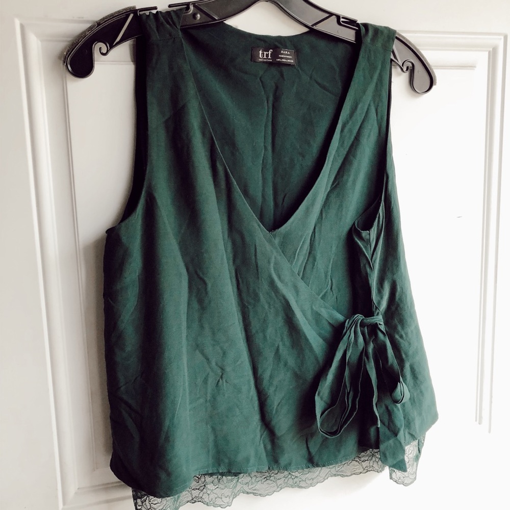 Zara TRF Collection Emerald Green Tie Tank